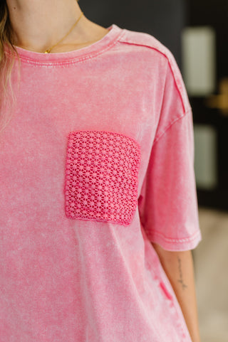 Who's That Girl Crochet Pocket T-Shirt-T-shirt-Ave Shops-Motis & Co Boutique, Women's Fashion Boutique in Carthage, Missouri
