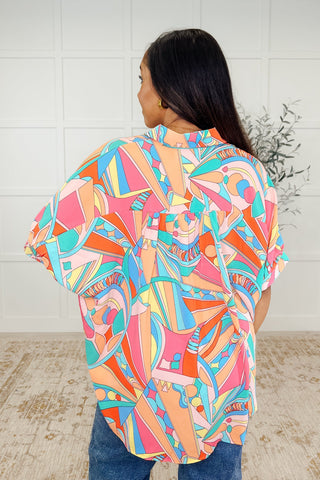 Wide Eyed Abstract Print Batwing Blouse-Short Sleeves-Ave Shops-Motis & Co Boutique, Women's Fashion Boutique in Carthage, Missouri