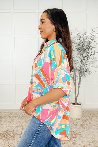 Wide Eyed Abstract Print Batwing Blouse-Short Sleeves-Ave Shops-Motis & Co Boutique, Women's Fashion Boutique in Carthage, Missouri