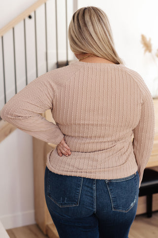 Winding Down Cable Detail Top-Long Sleeves-Ave Shops-Motis & Co Boutique, Women's Fashion Boutique in Carthage, Missouri