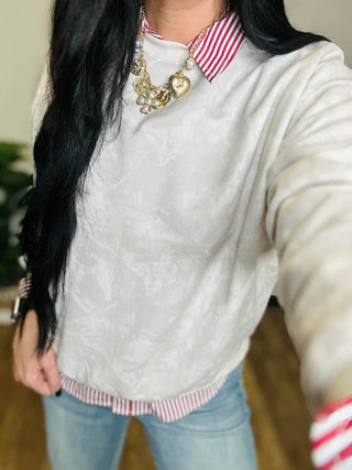 Fern Cream Camo Crew Neck Sweatshirt-Pullovers-Reflex-Motis & Co Boutique, Women's Fashion Boutique in Carthage, Missouri