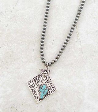 Cowboy Angel Turquoise Cactus Necklace-Necklaces-YK-Motis & Co Boutique, Women's Fashion Boutique in Carthage, Missouri