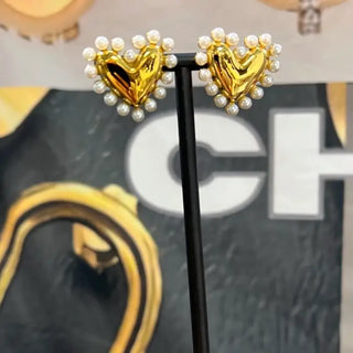Chan Gold Pearl Heart Earrings-Earrings-ChanSutt-Motis & Co Boutique, Women's Fashion Boutique in Carthage, Missouri