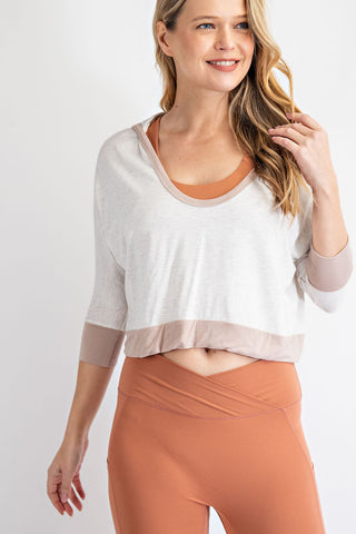 Hooded U Neck Cropped Top Grey-Short Sleeves-rc-Motis & Co Boutique, Women's Fashion Boutique in Carthage, Missouri