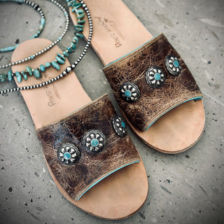 Nadia Concho Western Leather Slides-Sandals-Agave Sky-Motis & Co Boutique, Women's Fashion Boutique in Carthage, Missouri