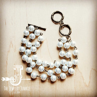 Pearl Triple Strand Bracelet-Bracelets-Jewelry Junkie-Motis & Co Boutique, Women's Fashion Boutique in Carthage, Missouri