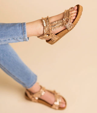 River Dance Woven Sandal in Champagne-Shoes-Ave Shops-Motis & Co Boutique, Women's Fashion Boutique in Carthage, Missouri