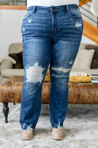 Christine High Contrast Slim Bootcut Destroyed Jeans-Jeans-Ave-Motis & Co Boutique, Women's Fashion Boutique in Carthage, Missouri