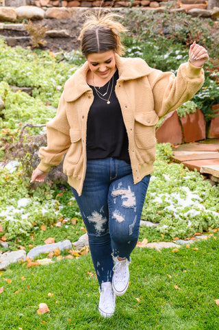 Don't Stress Oversized Collar Sherpa Jacket In Taupe-Womens-Ave-Motis & Co Boutique, Women's Fashion Boutique in Carthage, Missouri