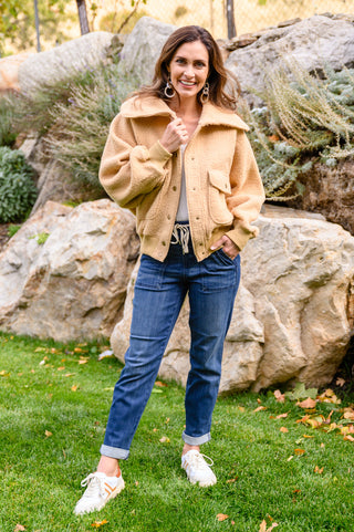 Don't Stress Oversized Collar Sherpa Jacket In Taupe-Womens-Ave-Motis & Co Boutique, Women's Fashion Boutique in Carthage, Missouri