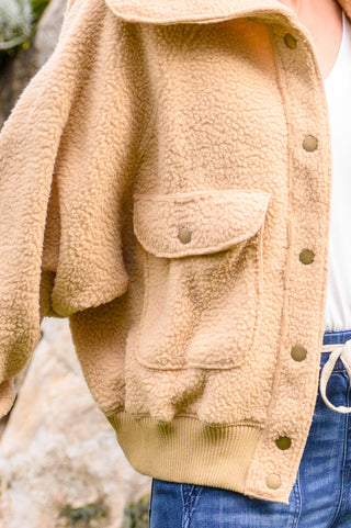 Don't Stress Oversized Collar Sherpa Jacket In Taupe-Womens-Ave-Motis & Co Boutique, Women's Fashion Boutique in Carthage, Missouri