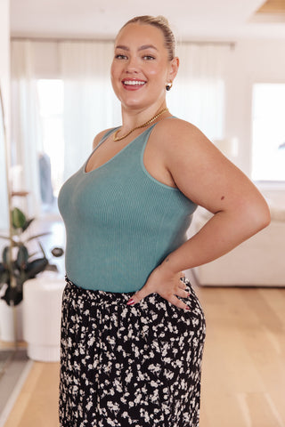 Fundamentals Ribbed Seamless Reversible Tank in Vintage Blue-Tanks-Ave-Motis & Co Boutique, Women's Fashion Boutique in Carthage, Missouri