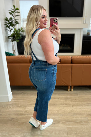 Priscilla High Rise Crop Wide Leg Denim Overalls-Overalls-Ave-Motis & Co Boutique, Women's Fashion Boutique in Carthage, Missouri