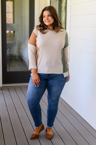 Split Personality Color Block Top-Long Sleeves-Ave-Motis & Co Boutique, Women's Fashion Boutique in Carthage, Missouri