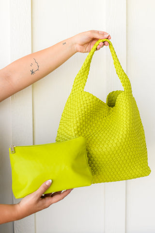 Woven and Worn Tote in Citron-Handbags-Ave-Motis & Co Boutique, Women's Fashion Boutique in Carthage, Missouri