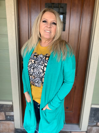 Callie Teal Cardigan-Cardigans-Texas True Threads-Motis & Co Boutique, Women's Fashion Boutique in Carthage, Missouri