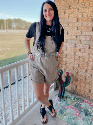 Maddy Tan Linen Short Romper-Shorts-Zenana-Motis & Co Boutique, Women's Fashion Boutique in Carthage, Missouri