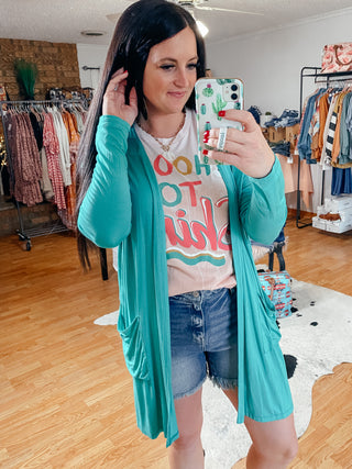 Callie Teal Cardigan-Cardigans-Texas True Threads-Motis & Co Boutique, Women's Fashion Boutique in Carthage, Missouri
