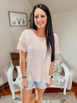 Trish Pink Waffle Knit Top-Short Sleeves-Hopely-Motis & Co Boutique, Women's Fashion Boutique in Carthage, Missouri